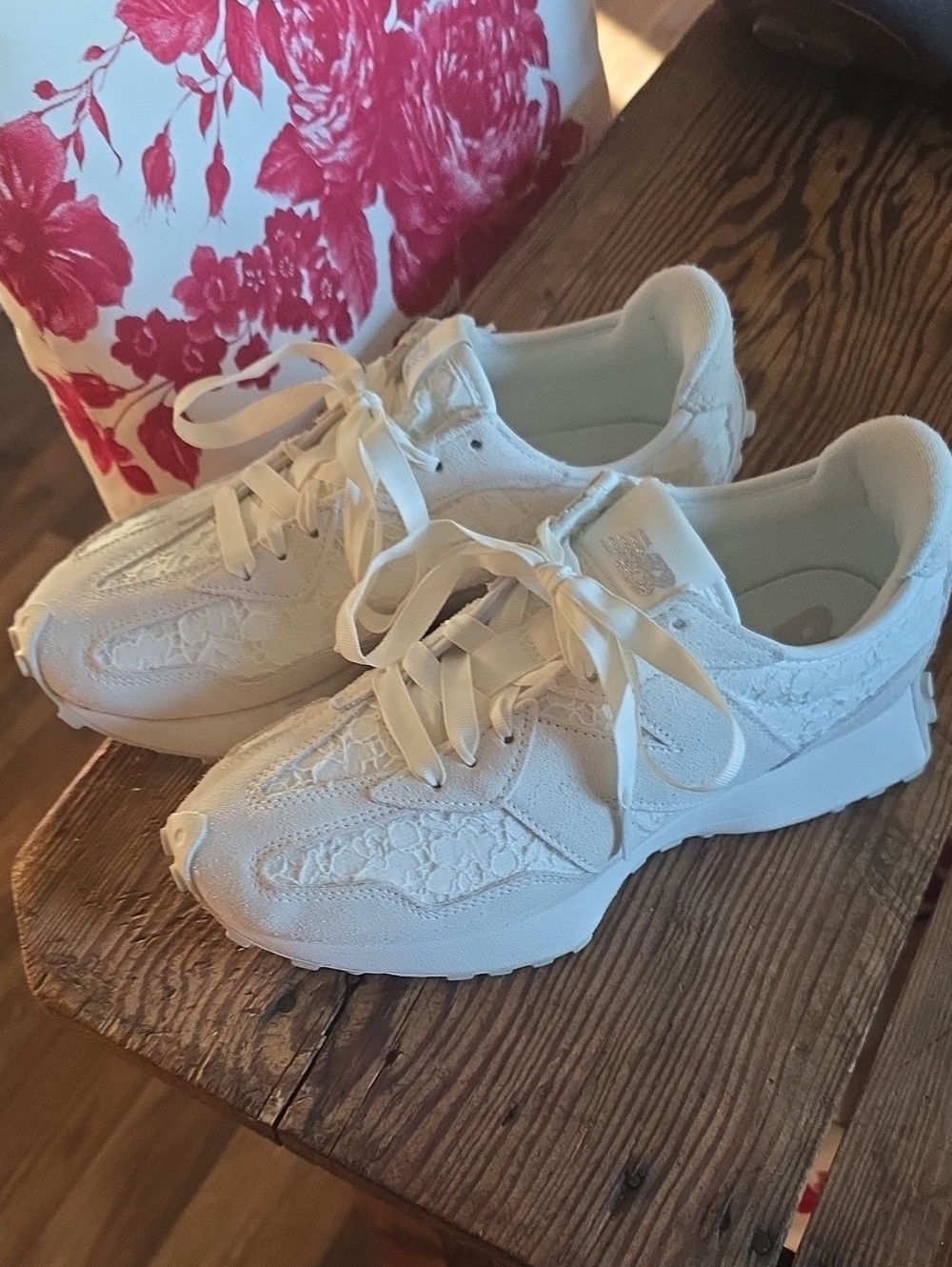 New Balance Women’s Ivory Lace-Up Satin Ribbon Sneakers
